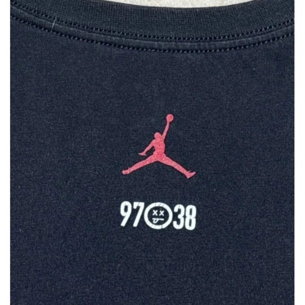 Nike Air Jordan 1997 Flu Game EARNED T Shirt Men's 2XL XXL Black Short Sleeve